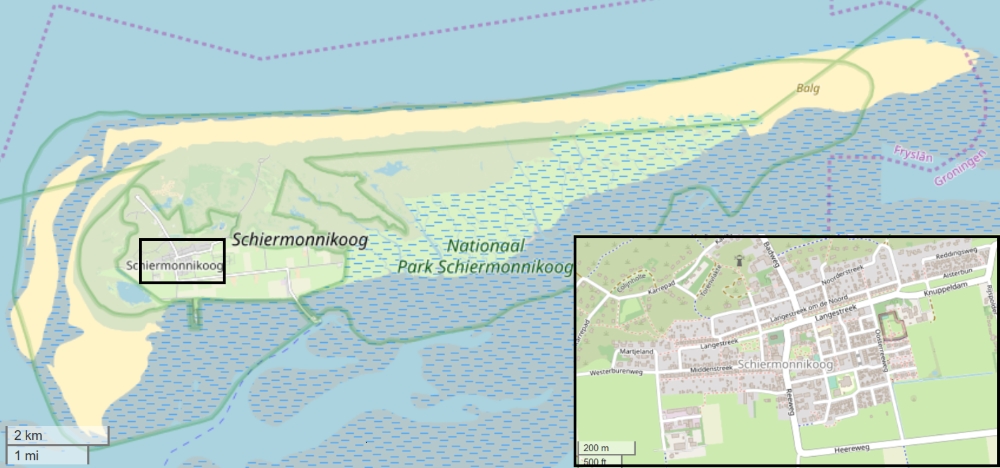 Schiermonnikoog plattegrond kaart