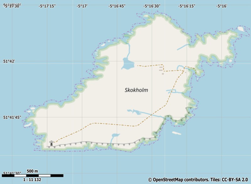 Skokholm Island plattegrond kaart