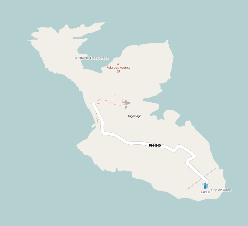 Tagomago plattegrond kaart