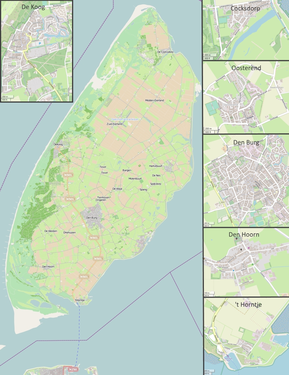 Texel plattegrond kaart