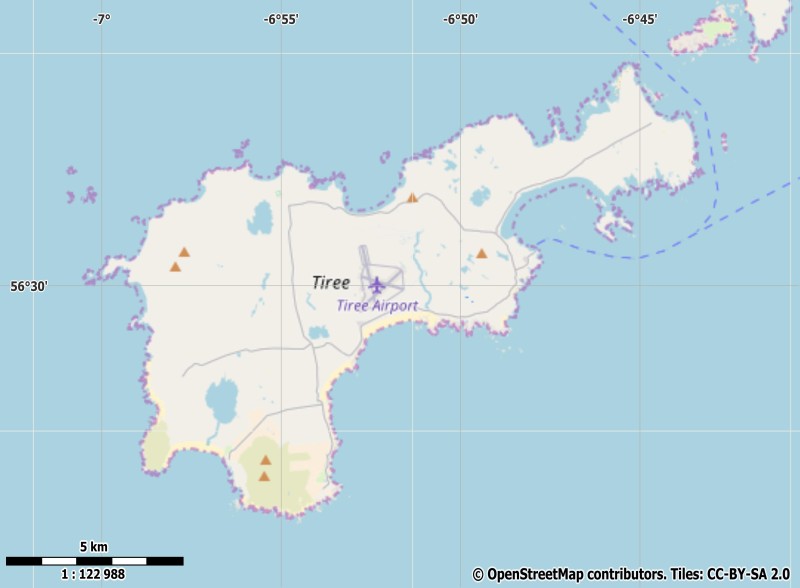 Tiree plattegrond kaart