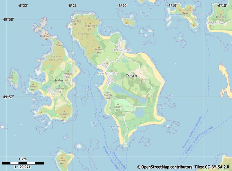 Tresco plattegrond kaart