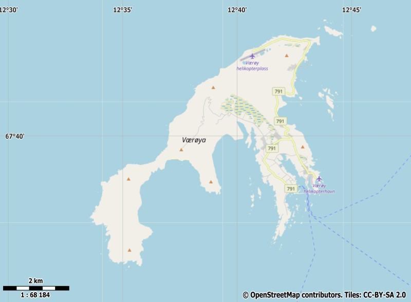 Værøy plattegrond kaart