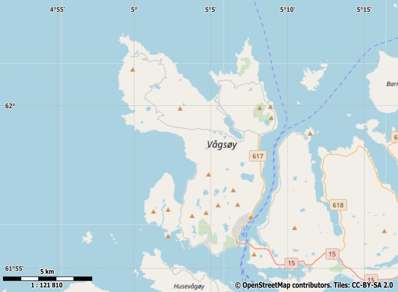 Vågsøy plattegrond kaart