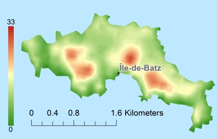 Île de Batz hoogtekaart DTM DEM