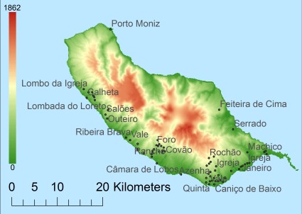 Madeira hoogtekaart DTM DEM