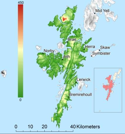 Mainland Shetland hoogtekaart DTM DEM