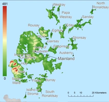 Orkney-eilanden hoogtekaart DTM DEM