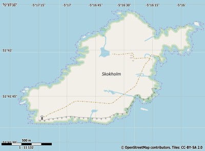 Skokholm Island kaart