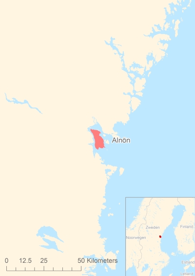 Ligging van het eiland Alnön in Europa
