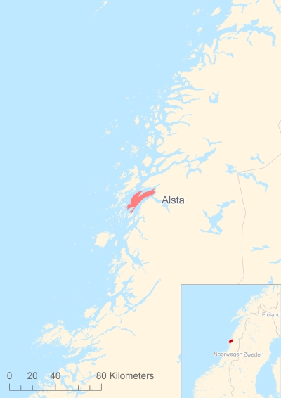 Ligging van het eiland Alsta in Europa