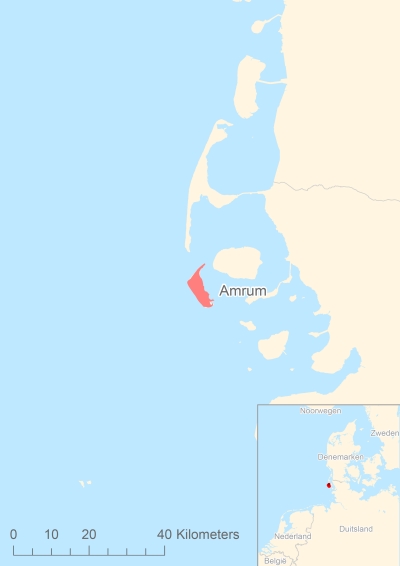 Ligging van het eiland Amrum in Europa