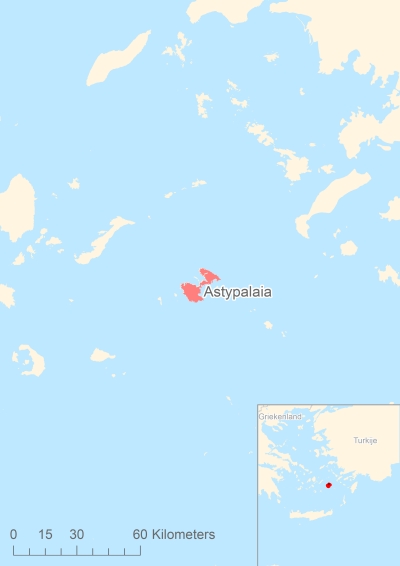 Ligging van het eiland Astypalaia in Europa