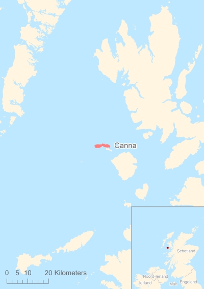 Ligging van het eiland Canna in Europa