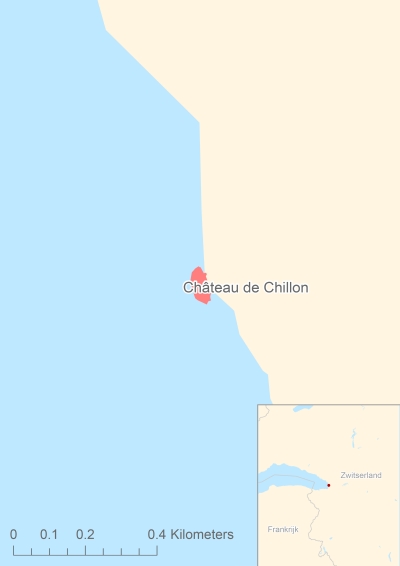 Ligging van het eiland Château de Chillon in Europa