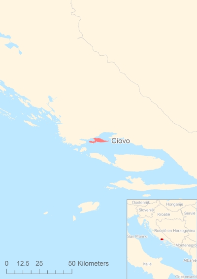 Ligging van het eiland Ciovo in Europa