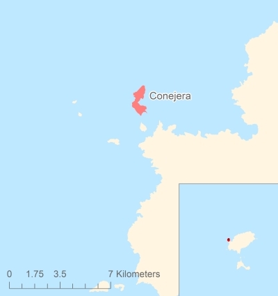 Ligging van het eiland Conejera in Europa