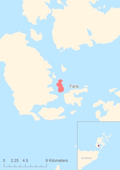 Ligging van het eiland Fara in Europa