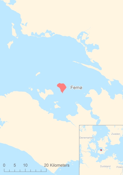 Ligging van het eiland Femø in Europa