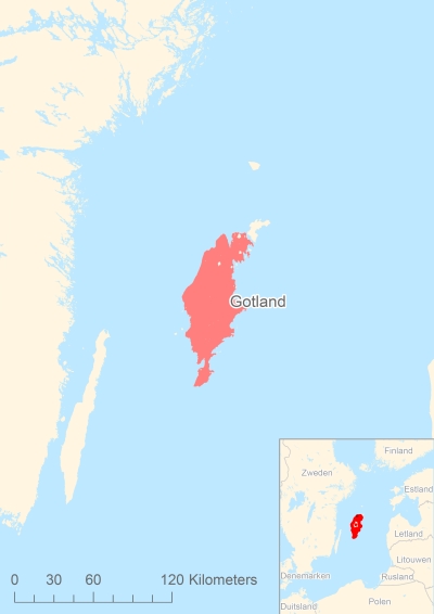 Ligging van het eiland Gotland in Europa