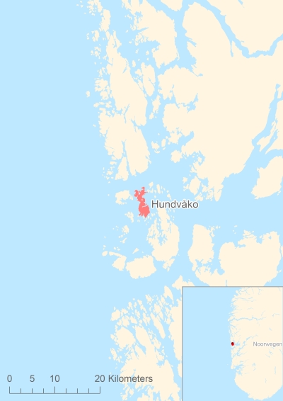 Ligging van het eiland Hundvåko in Europa