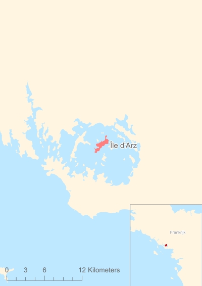 Ligging van het eiland Île d'Arz in Europa