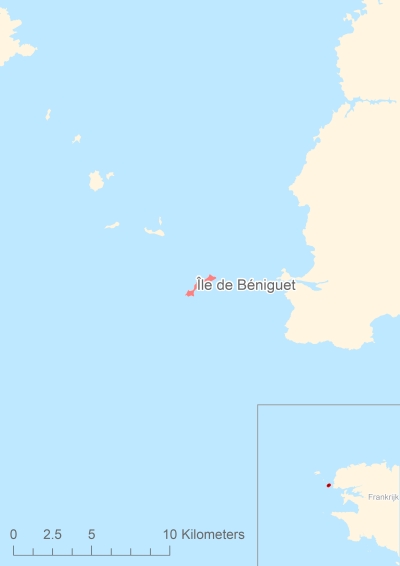 Ligging van het eiland Île de Béniguet in Europa