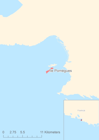 Ligging van het eiland Île Pomègues in Europa