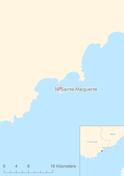 Ligging van het eiland Île Sainte-Marguerite in Europa