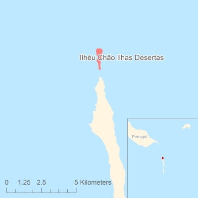 Ligging van het eiland Ilhéu Chão Ilhas Desertas in Europa