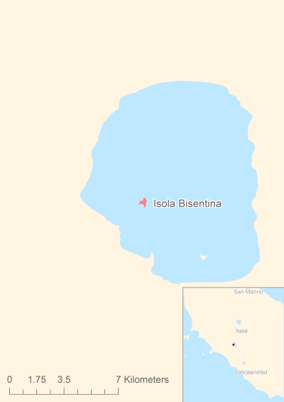 Ligging van het eiland Isola Bisentina in Europa