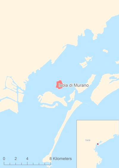 Ligging van het eiland Isola di Murano in Europa