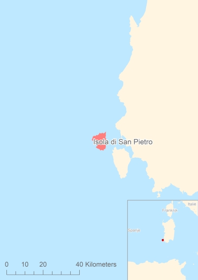 Ligging van het eiland Isola di San Pietro in Europa