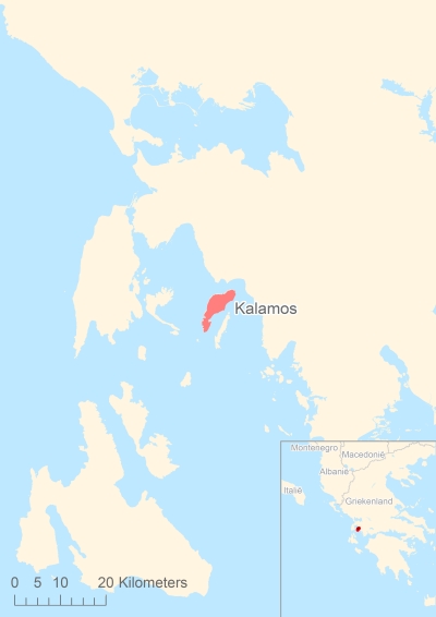 Ligging van het eiland Kalamos in Europa