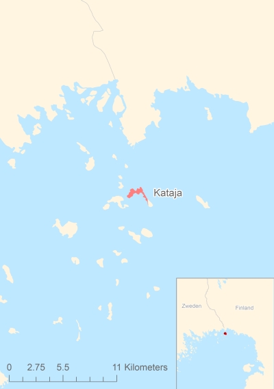 Ligging van het eiland Kataja in Europa