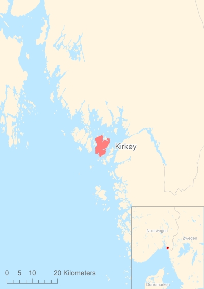 Ligging van het eiland Kirkøy in Europa