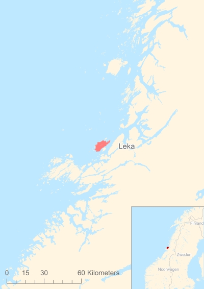Ligging van het eiland Leka in Europa