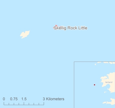 Ligging van het eiland Skellig Rock Little in Europa
