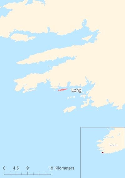 Ligging van het eiland Long in Europa