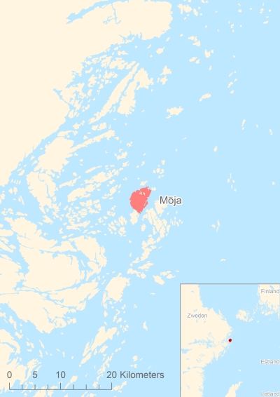 Ligging van het eiland Möja in Europa
