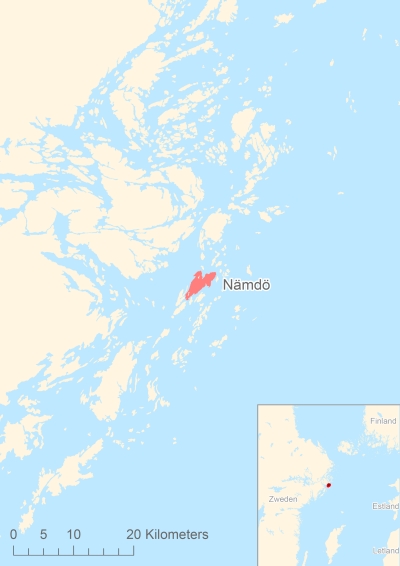 Ligging van het eiland Nämdö in Europa