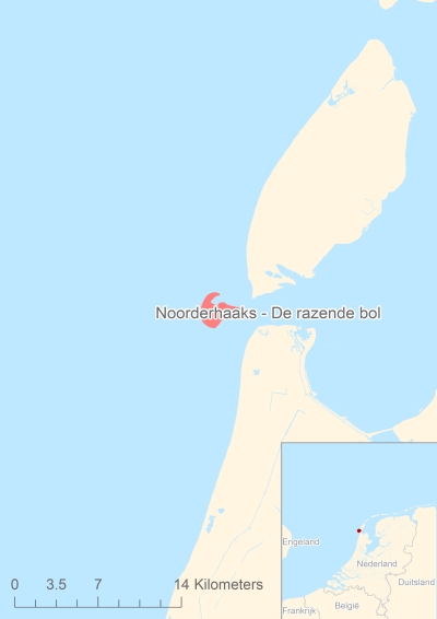 Ligging van het eiland Noorderhaaks - De razende bol in Europa