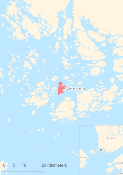 Ligging van het eiland Norrskata in Europa