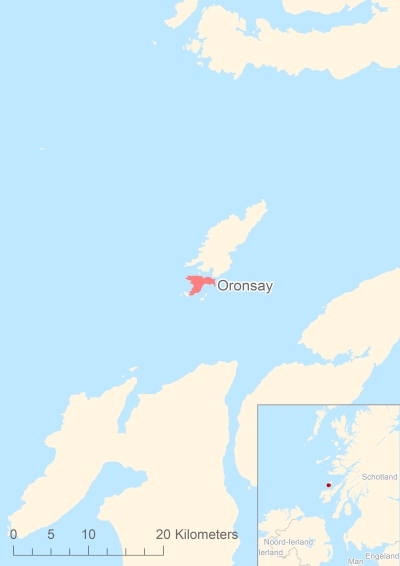 Ligging van het eiland Oronsay in Europa