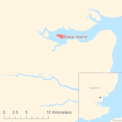 Ligging van het eiland Osea Island in Europa