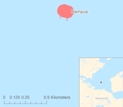 Ligging van het eiland Pampus in Europa