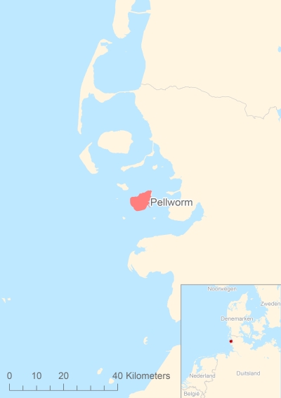 Ligging van het eiland Pellworm in Europa