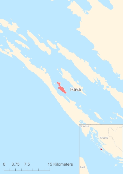 Ligging van het eiland Rava in Europa