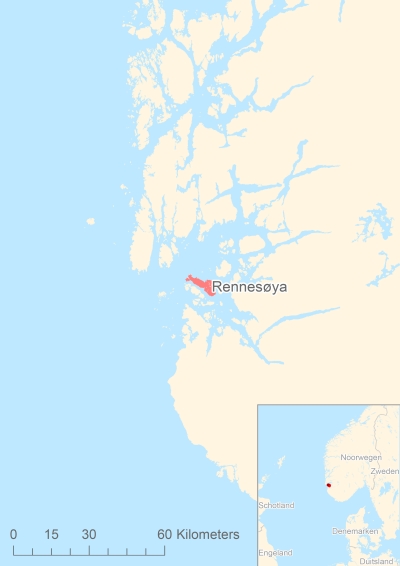 Ligging van het eiland Rennesøya in Europa