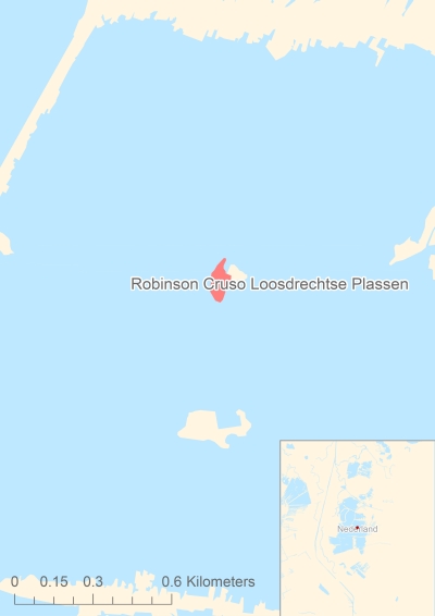 Ligging van het eiland Robinson Cruso Loosdrechtse Plassen in Europa